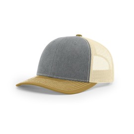 Joe's USA Richardson 112 Trucker Hat - Premium Adjustable Snapback Hats-OSFM-Heather Grey/Birch/Amber Gold