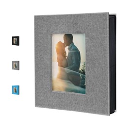 Album de Fotos Creativo DIY, Álbum Grande con Cubierta de Lino, Álbum de 100 Páginas para Cumpleaños, Capacidad para 200 Fotos de 11x15 cm, Regalo de Aniversario para parejas, bodas, familia (Gris)