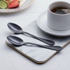 Black Dessert Spoon Set, Seeshine 6.5-inch Stainless Steel Shiny Black