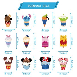 12Pcs Summer Ice Cream Cartoon Animals Cruise Door Magnets,Cute Style Ice Cream Decorative Car Door Refrigerator Ect Magnets Set Supplies