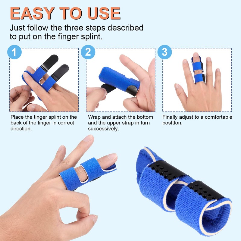ALTcompluser Pack of 4 Finger Splints, Adjustable Finger Support, Finger