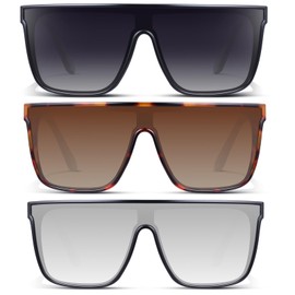 KUGUAOK 3PACK Oversized Square Sunglasses for Women Big Large Frame Shades Goggle Siamese Lens UV Protection Sun Glasses
