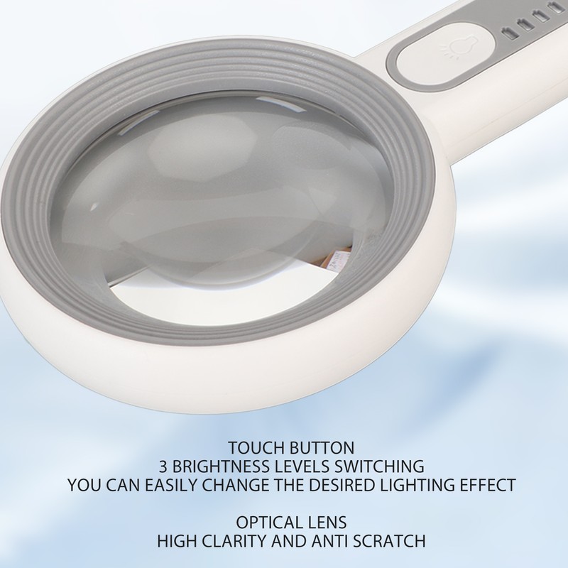 Handheld LED Magnifying Glass Touch Control Rechargeable Portable Illuminated Magnifier