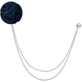 HAWSON Rose Flower Brooch Pin with Chain & Crystal for Men Women Wedding Party, Handmade Lapel Pin Dress Suit Accessories