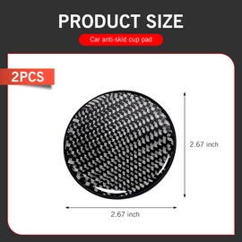 Anyhut Car Cup Holder, 2 Pieces Carbon Fiber Non-Slip Built-in Coasters, 2.4 Inch Universal Insert, Durable Drink Mat for Car Interior Accessories (Black)