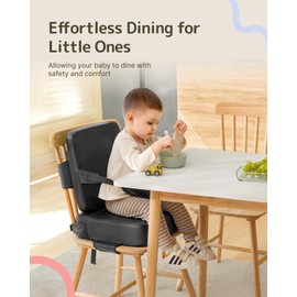 HOMEAL Booster Seat for Kitchen Chair, Breathable Toddler Booster Seat for Dining Table with Backrest and Adjustable Straps, Portable Travel Toddler Booster Seat, Dark Grey