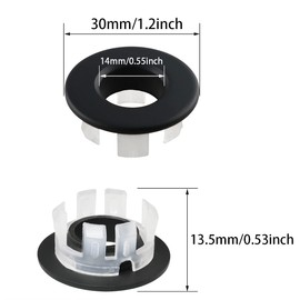 ITROLLE Sink Overflow Cover 2PCS Bathroom Vanity Sink Basin Trim Circle Overflow Rings Insert in Round Trim Cap Black