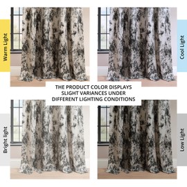 HPD Half Price Drapes Barcelona Velvet Curtains for Bedroom 96 Inches Long (1 Panel) - Abstract Printed Rod Pocket Room Darkening Curtains for Living Room & Windows - 50 X 96, Inkblot Black
