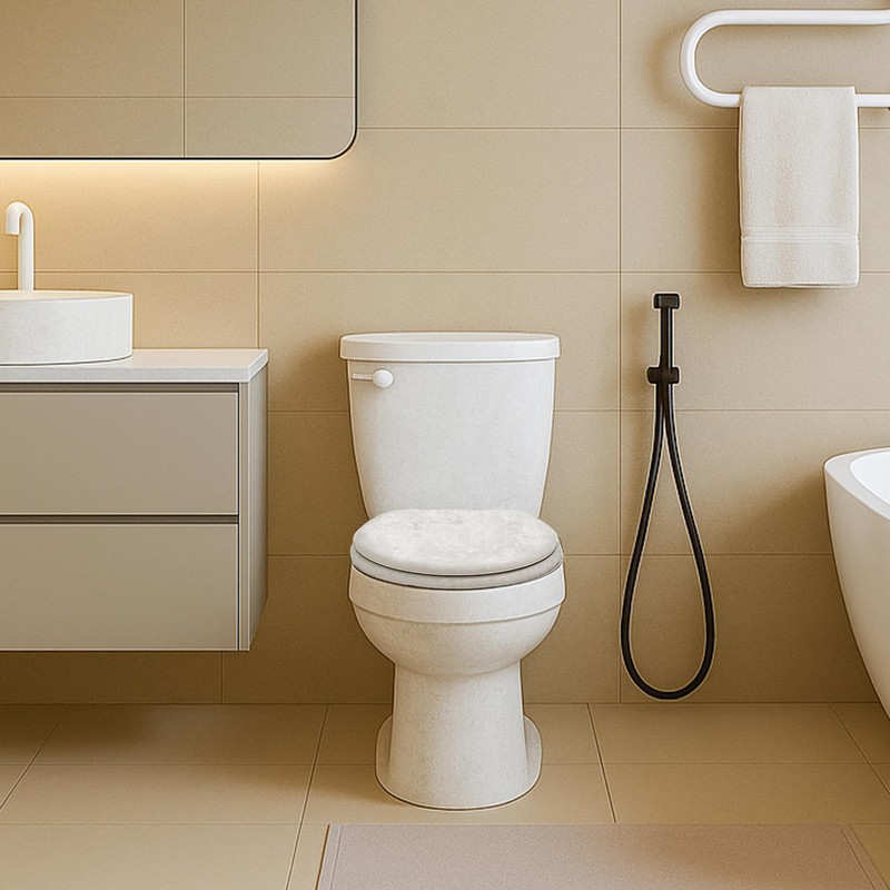 Toilet Seat, Slow Close, Premium Moulded Wood, Quick Release, Marble