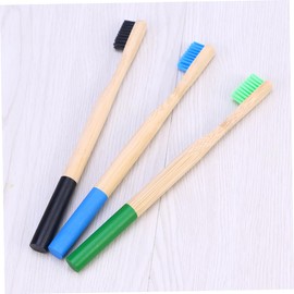 IWOWHERO 3pcs Natural Bamboo Toothbrushes Charcoal Bristles Oral Care for Boy Girl and Adults Soft Bristles for Gentle Cleaning Random Colors Army Black