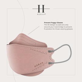 HEKAS ® 5 Pack Face Mask ffp2, 3 Ply UK certified, IIR Filter Efficiency ≥ 99%, Face Masks to Protect - Dust & Bacteria, Disposable Face Masks for Men, Women, With Ultra Soft Earloops, Dusty Rose