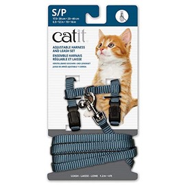 Catit Nylon Adjustable Cat Harness and Leash Set, Small Blue, Cat Leash, Harnais Pour Chat, Cat Leash and Harness, Harnais Chat, Laisse Pour Chat