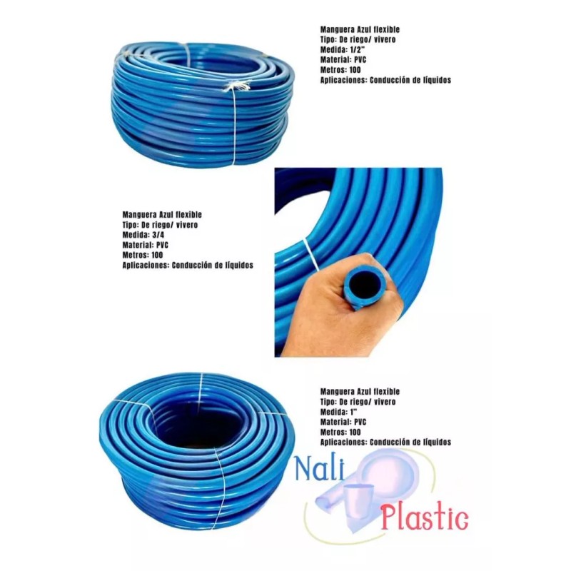 Nali 50 Mts Manguera Pvc De Riego Vivero Uso Rudo