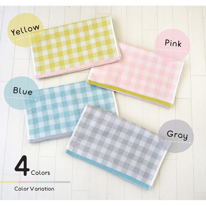 Kosugizen Face Towel, Claire Check, 13.4 x 31.5 inches (34