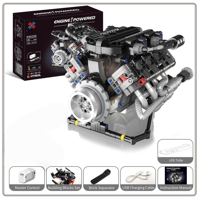 V8 Engine Building Kits That Runs with Motor - 715+Pcs