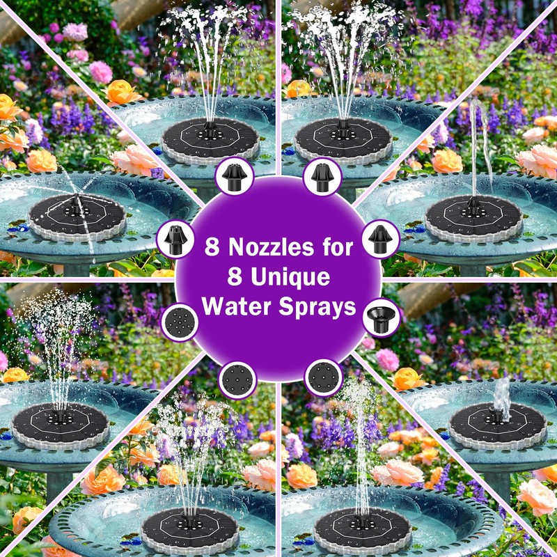 SZMP 3.5W Solar Fountain for Bird Bath with 2000mAh Battery