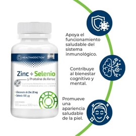 HEALTHADDICTION - Zinc + Selenio MAX - Suplemento Alimenticio con Minerales Esenciales - Apoyo Nutricional Diario - Cápsulas de 500 mg - Libre de Adit