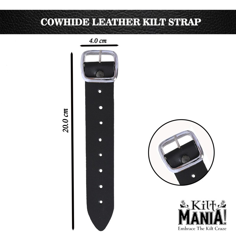Mens Kilt Leather Straps Extender with Buckles, 1.25 Inch Wide