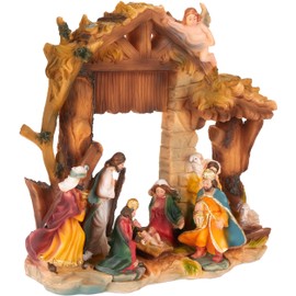BRUBAKER Christmas Nativity Scene - Jesus, Mary, Joseph and the Kings in the Nativity Stable - 22 cm Table Nativity Scene Christmas Figure with Hand-Painted Figures Made of Polyresin - Nativity Figure