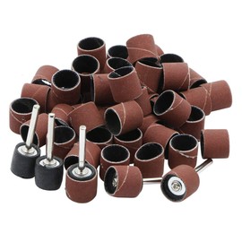 Pxyelec Pack of 50 Sanding Sleeve Set 1/2 Inch Sanding Belts Sandpaper Sleeves with 5 Pieces Sanding Roller Sand Drum Mandrels for Dremel Rotary Tool