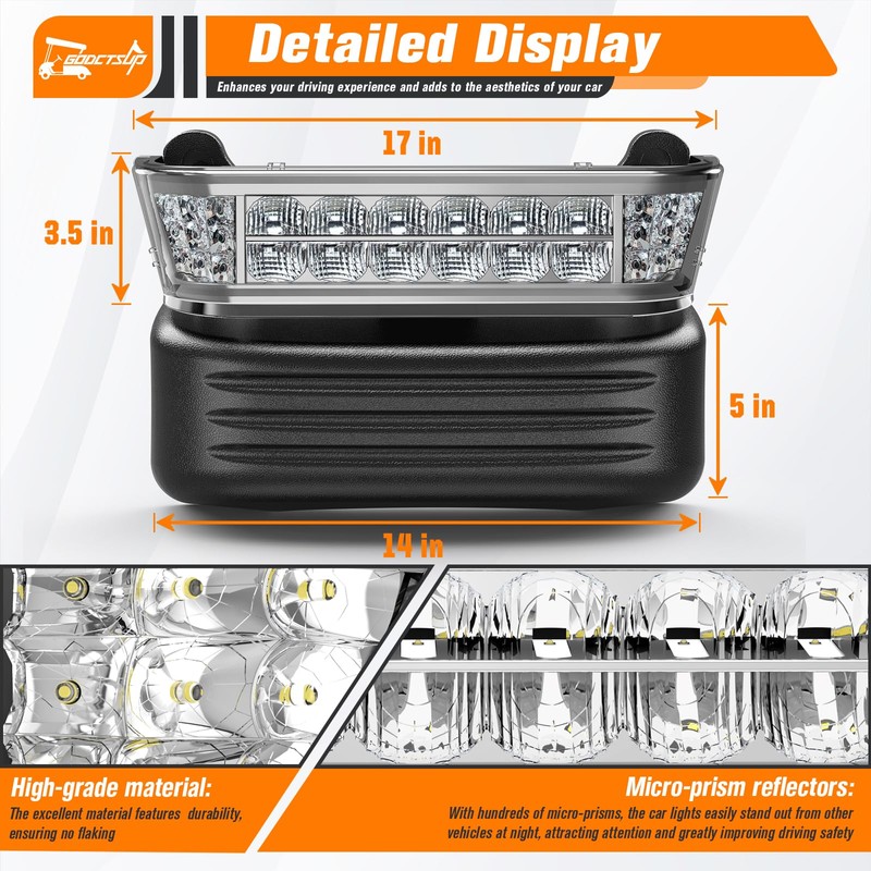 GODCTSUP Club Car LED Headlight with Bumper, 12V Golf Cart