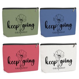 4 Pack Inspirational Christian Gifts Religious Gifts for Women Teachers Prayer Mom Makeup Bag,Travel Essentials Cosmetic Bags for Women,Birthday Graduation Christmas Bible Religious Thank You
