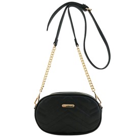 FashionPuzzle Quilted Small Versatile Purse Fanny Pack Waist Bag Crossbody (Black)