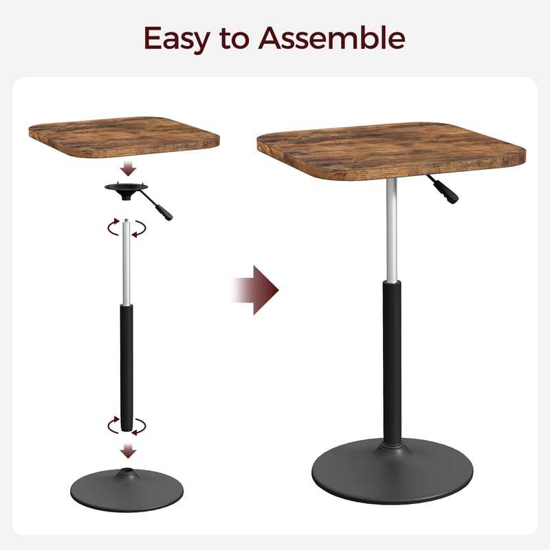 MAHANCRIS Bar Table, Height-Adjustable Pub Table 26.8-36.2 Inches, Cocktail Tables