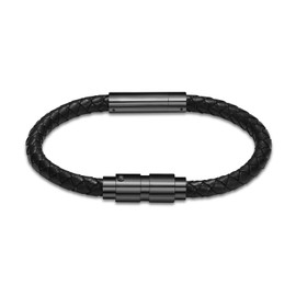 Oinsi Cremation Jewelry Bracelet With Stainless Steel Cylinder Urn For Ashes - Black/Brown Genuine Leather Memorial Bangle Bracelet For Men Women Quality Clasp Open