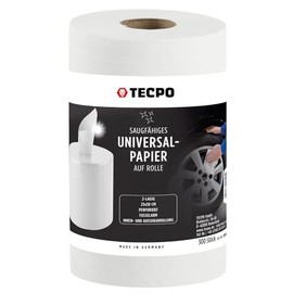 TECPO Absorbent Cleaning Cloths, White Recycled Paper Roll, 2-Ply, 23 x 30 cm, Roll 300 Sheets, Perforated, Cleaning Paper, Wipes, Cleaning Cloth Roll Suitable for Industry and Workshop