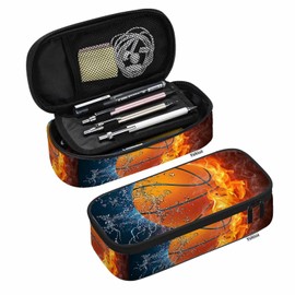 Yekiua Basketball Pen Bag Ball Flame Water Large Pencil Case Big Capacity Pencil Pouch Pencil Holder