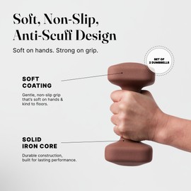 WeGym SafeGrip Square Dumbbells with Anti Slip Handles, Aesthetic Free Weights for Home Workouts, Stable Design Prevents Rolling during Floor Exercises (15LB, Pair Rose)