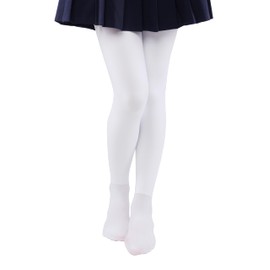 EVERSWE Girls' Winter Fleece Lined Tights, Girls' Opaque Thermal Tights, White