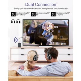 OQIMAX Bluetooth 5.2 Transmitter Receiver 2-in-1 Wireless Bluetooth Adapter Airplane Bluetooth Receiver with APTX 25H Playtime Dual Connection Low Latency for TV PC Headphones Home Stereo Speaker Car