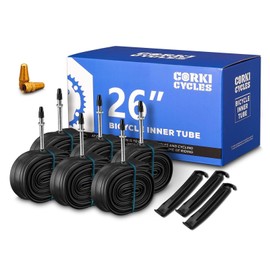 Corki Cycles Mountain Bike Tubes 26" x 1.75 1.95 2.0 2.1 2.125 2.25 2.3 2.4 (Schrader Valve 32mm/ Presta Valve 48mm) 6 Pack