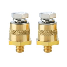 Ampper M8 Thread Male Brass Battery Terminal Charging Posts, M8 Battery Post Adapter (+/-) with Top Bolts for Extension, Pack of 2