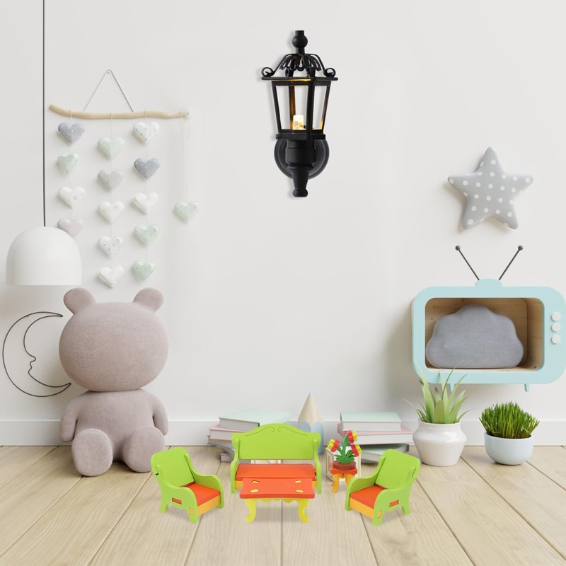 Leorx Vintage DIY Dollhouse 1 12 Dollhouse Miniature LED Wall
