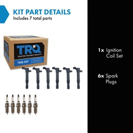 TRQ TRQ Ignition Kit Ignition Coil Set Spark Plugs Compatible with 2004-2005 Dodge Dakota Durango 2002-2005 Ram 1500 2002-2004 Jeep Liberty