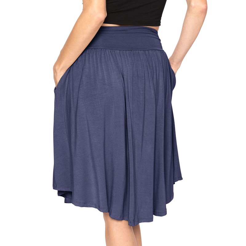 Stretch Bolsillo de la es Mujeres de solaz Falda, Azul