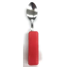 Katz Trimming / Trimming Shoppe NSF Super Easy Grip Adaptive Utensils Silverware,Red Tea Spoon- Non Slip Square Handles for Physical Impaired