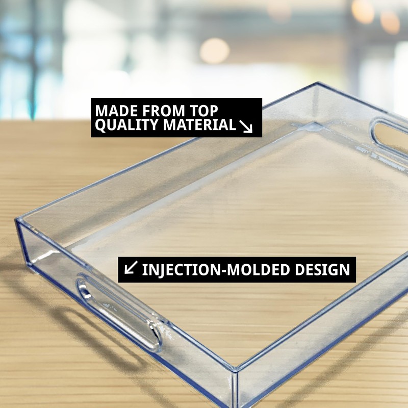 Azar Displays 556260 Clear Acrylic Serving Tray with Handles –