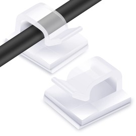 KGROTE 60PCS Cable Clips, KGROTE Outdoor Wire Clips Adhesive Cable Hooks Cord Organizer Holder Christmas Light Clips for Desk, Wall Cable Management, String Lights, Fairy Lights, Decorations Hanging - Clear