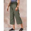 ECUPPER Womens Linen Cropped Pants Loose Casual Capri Cotton Wide