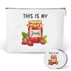 Canvas Makeup Bags with Mirror, Strawberry Jam Cute Purse Makeup