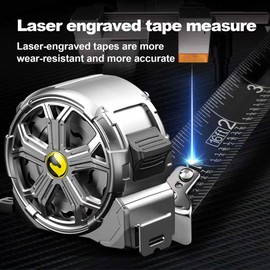 16ft Tape Measure, Stainless Steel Retractable Tape Measure, Waterproof & Rustproof Steel Measuring Tape with Hollow Design for Renovation, Construction, Carpentry (16')