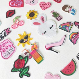 Harsgs 30pcs Iron on Patches for Girls, Embroidered Sew On/Iron On Patches Applique for Clothes, Dress, Hat, Jeans, Pant, Shoe,Bags…