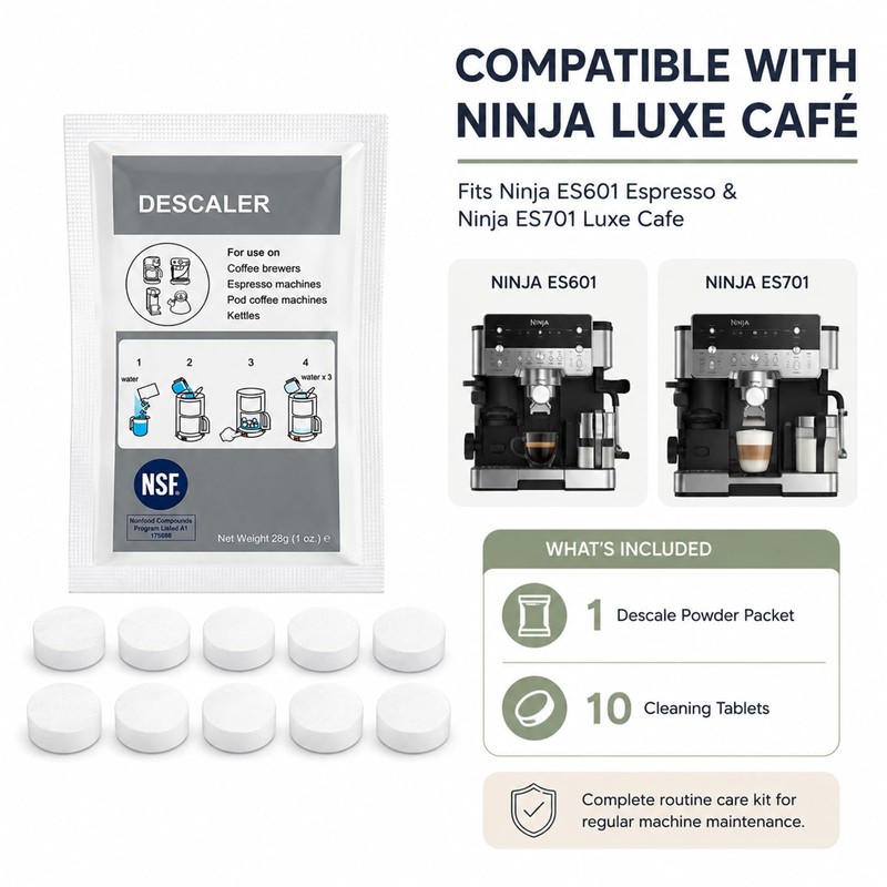 For Ninja Luxe Cafe Cleaning Tablets and Descale Powder(10+1)
