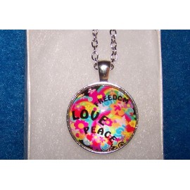 Handmade LOVE PEACE FREEDOM HIPPIE LOVE FLOWER pendant sterling  SILVER necklace women