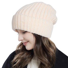 Beanie Hats for Women,Thermal Winter Hats for Women Slouchy Beanies,Fleece Ladies Winter Hats Wooly Hats Women Women's Hats & Caps (Off White)