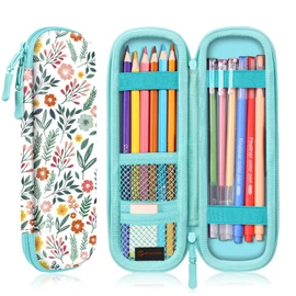 FINTIE Pencil Case for Adults, EVA Hard Shell Shockproof & Waterproof 8 Pens + Accessories Organizer Case with Compartments for Office, School, College & Travel, Spring flower, Pocket organiser